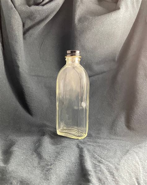 Vintage Hazel Atlas Glass Bottle With Lid 4oz Clear Etsy