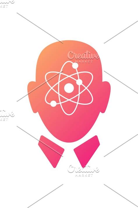 Atom Human Head Science Mind Think Vector Icons Illustration Human