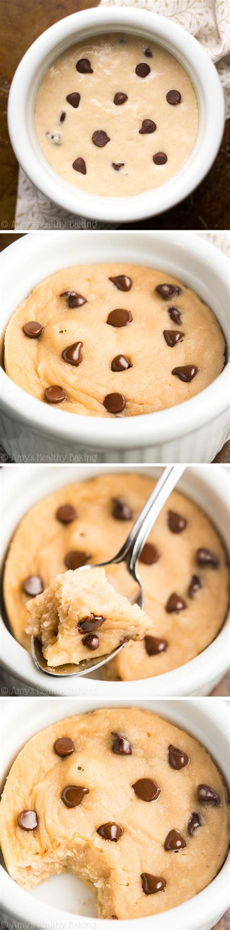 An easy to make and delicious chocolate chip cookie cake that's perfect for any occasion. Skinny Single-Serving Chocolate Chip Mug Cake {Recipe Video!} | Amy's Healthy Baking
