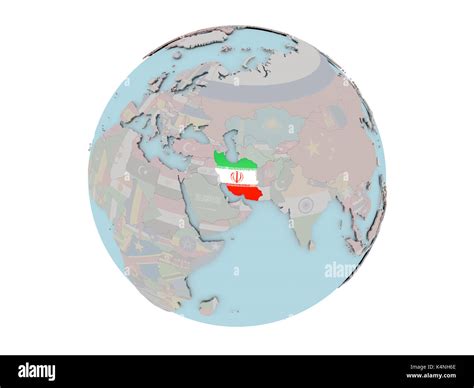 Iran On Political Globe With Embedded Flags 3d Illustration Isolated