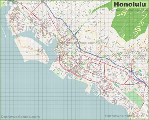 Large Detailed Map Of Honolulu