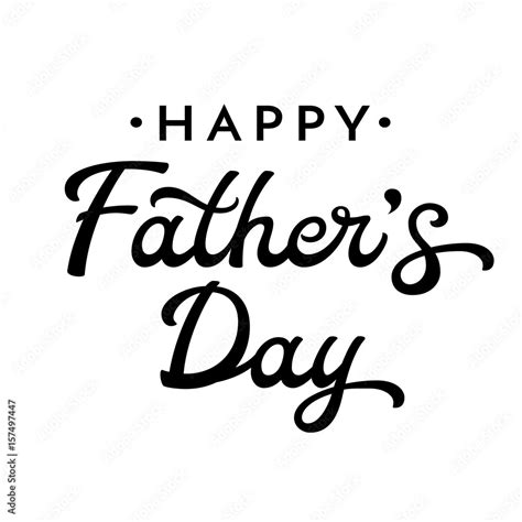 Happy Fathers Day Brush Lettering Black Letters Isolated On White