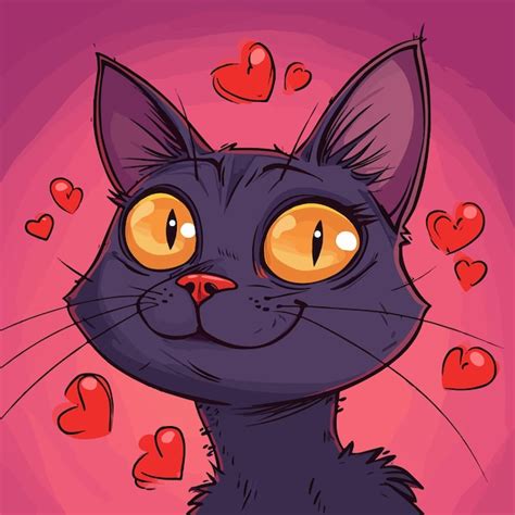 Premium Vector Crazy Cat In Love Cartoon