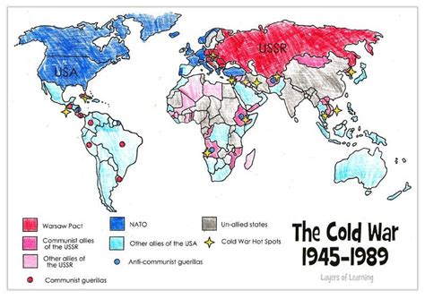 Cold War Map Of The World Map Vector