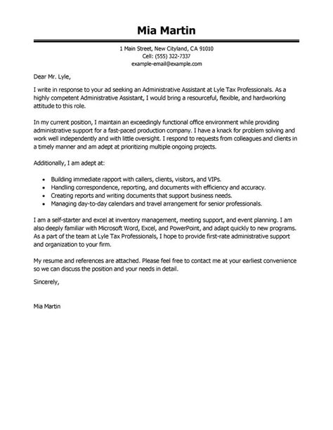 Office Support Administrative Assistant Executive Cover Letter Free