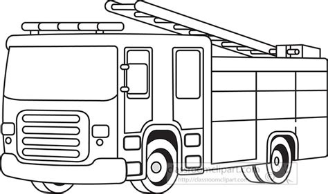 Transportation Black And White Outline Clipart Emergency Vehicle Fire