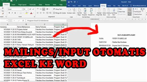 Cara Mailing Atau Input Otomatis Data Excel Ke Word Youtube