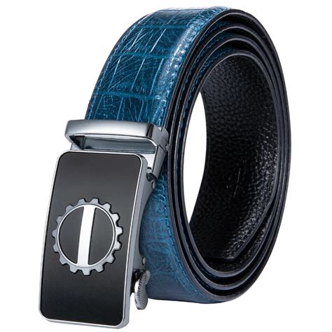 High Quality Genuine Leather Belts For Men Automatic Buckle Blue