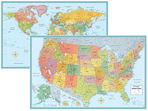 Rand Mcnally Signature United States Usa And World Wall Map Set Wide