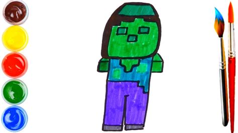 How To Draw Minecraft Zombie Cute And Easy Step By Step Youtube