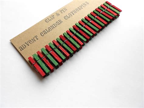Mini Clothespins Advent Calendar Red Green 25 Small Etsy