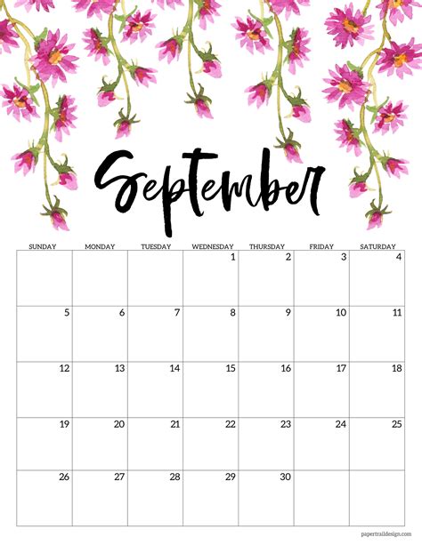 Free Printable 2021 Floral Calendar Paper Trail Design