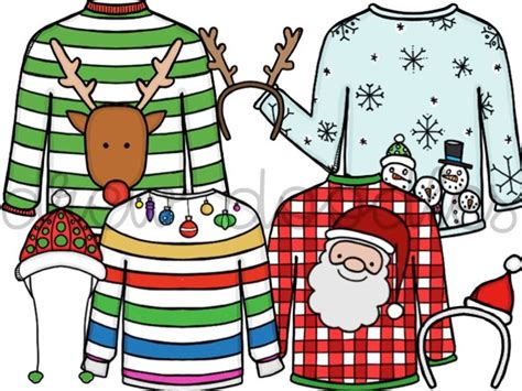 Tacky Christmas Sweater Digital Clip Art Set Instant Download Etsy