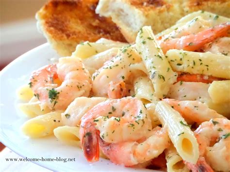 We would rather stay home, make this cozy white wine shrimp pasta and have a nice dessert along with some wine. Welcome Home Blog: Shrimp in Garlic Sauce over Penne