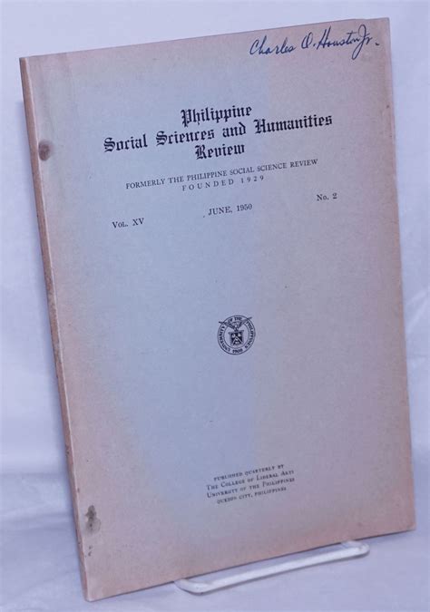 Philippine Social Sciences And Humanities Review Formerly The