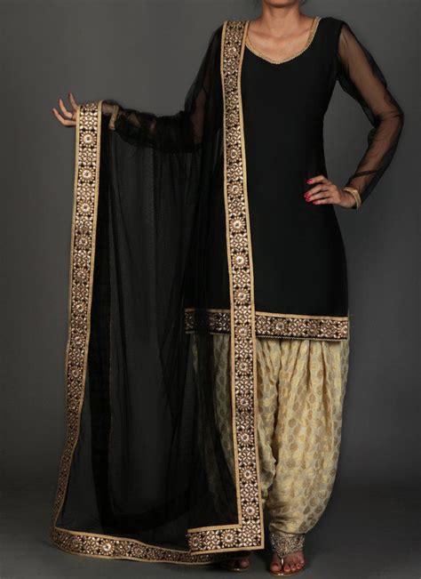 Black And Golden Brocade Punjabi Suit Fashion Indian Fashion Indian