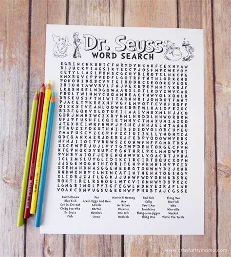 Free Printable Dr Seuss Word Search Coloring Page Dr Seuss Crafts