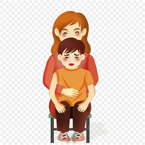 Lap Png Transparent Hand Drawn Little Boy Sitting On Mother Lap Hand
