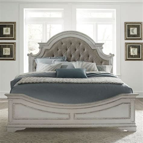 Liberty Magnolia Manor Antique White King Upholstered Bed Arthur F