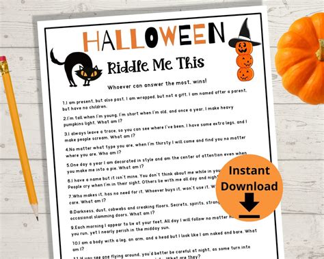 Halloween Riddle Me This Game Halloween Party Game Etsy