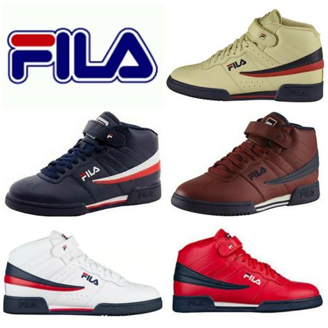 Mens Fila F13 F 13 Classic Mid High Top Basketball Shoes Sneakers White