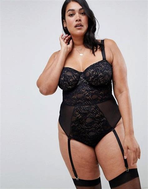 Asos Curve Asos Design Curve Khloe Lace Underwire Body With Removable Straps Plus Size Womens