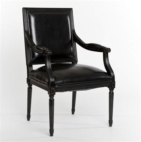 Accent chairs are stylish seats that accentuate your main sofa, bed, or furniture pieces in a room, but they can also easily be used alone as comfortable seating anywhere in the home. French Style Black Leather Chair - Contemporary ...