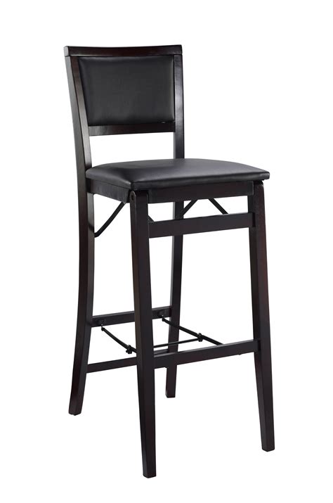 Linon Triena Pad Back Folding Bar Stool 30 Inch Seat Height