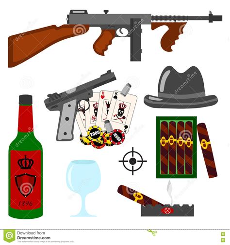Gangster With Thompson Submachine Gun Vector Illustration