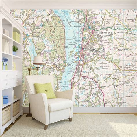 Personalised Map Wallpaper Master Bath Tile Hall Wallpaper Condo