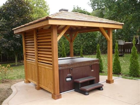 Here are 30 awesome hot tub enclosure ideas for your hot tubs are in themselves luxuries and the idea of investing a few thousand dollars more on an enclosure may seem like something. Gazebos & Pavilions-Cedar Pavillion / Hot Tub enclosure | Hot tub patio, Hot tub privacy, Hot ...
