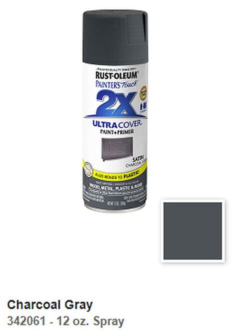 Rust Oleum Painters Touch 342061 12 Oz Charcoal Gray 2x Ultra Cover
