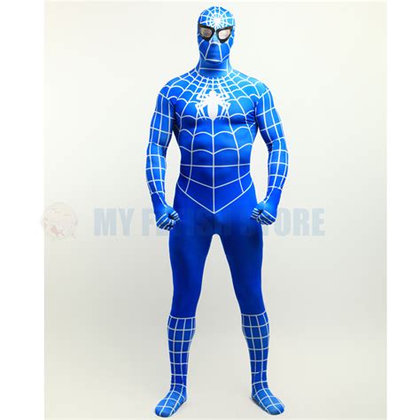 Full Body Blue Spider Man Lycra Spandex Bodysuit Cosplay Zentai Suit