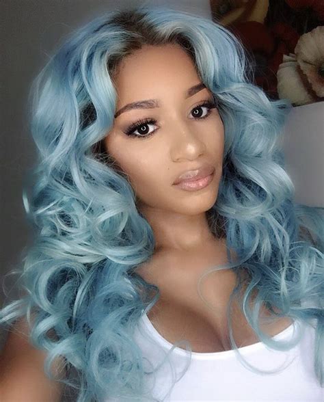 Denim hair baby blue shark blue whatever you wanna call it! Icy blue hair | Beautiful hair color, Frontal hairstyles ...