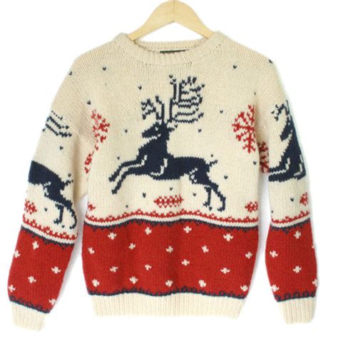 Vintage 90s Eddie Bauer Reindeer Ugly Christmas Sweater The Ugly