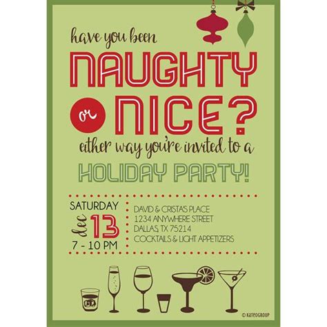Naughty Or Nice Holiday Party Digital Invitation Christmas Party