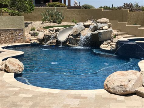 Natural Rock Waterfalls Arzate Design Group Swimming Pool Tucson Az