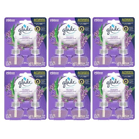 Glade Tranquil Lavender And Aloe Plugins Scented Oil 2 Refills 6 Pack