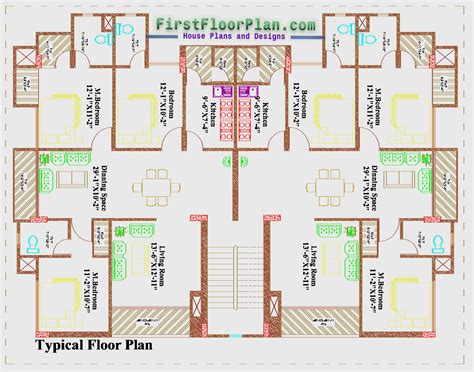 2 Unit Apartment Building Floor Plan Designs With Dimensions 80 X 75