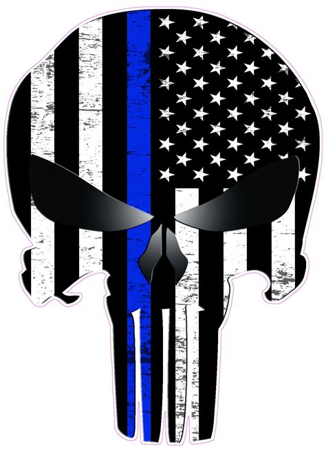 Skull American Subdued Thin Blue Line Decal
