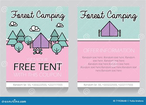 Forest Camping Themed T Voucher Template Vector Illustration