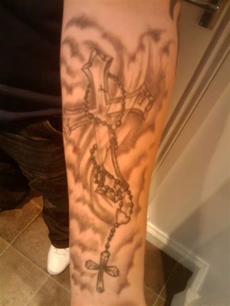 Stone cross with roses clouds and rays tattoo artist amy. Tattoo Backgrounds