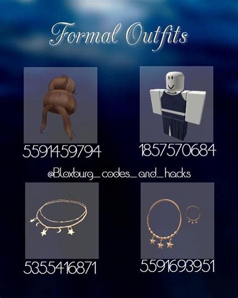 So today i gave you some of my favorite codes for aesthetic outfits that you can use on bloxburg. ~Bloxburg Hacks~ on Instagram: "~Formal + Prom Outfits ...