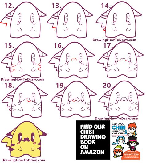 How To Draw A Super Cute Pikachu With A Mustache From Pokemon Chibi