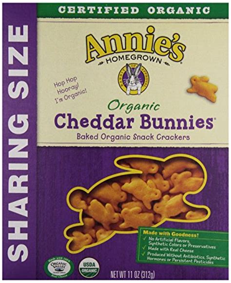 Annies Homegrown Organic Cheddar Bunnies 11 Ounce Boxes Pack Of 4 From