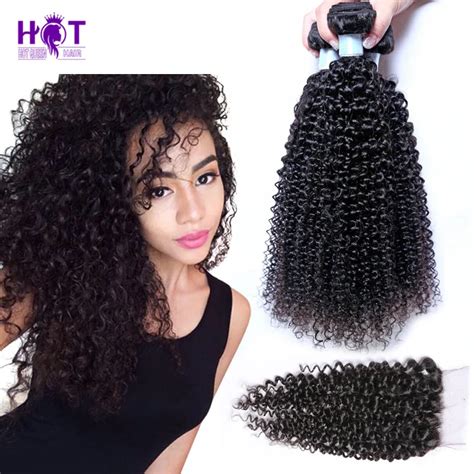 Yvonne Brazilian Kinky Curly Hair 3 Bundles With Closure Afro Kinky Curly Virgin Hair Extension