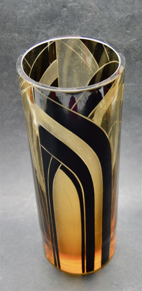 karl palda art deco czech glass bud vase glass art deco collection