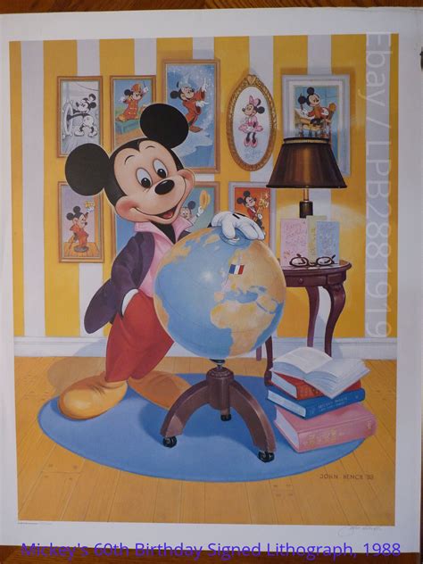 Mickeys 60th Birthday 1988 Lithograph Signed By The Artist John