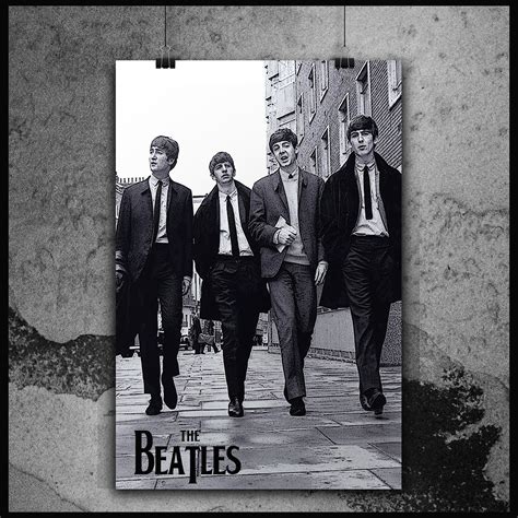 Beatles Poster Wall Art Black And White Vintage Photo Home Etsy