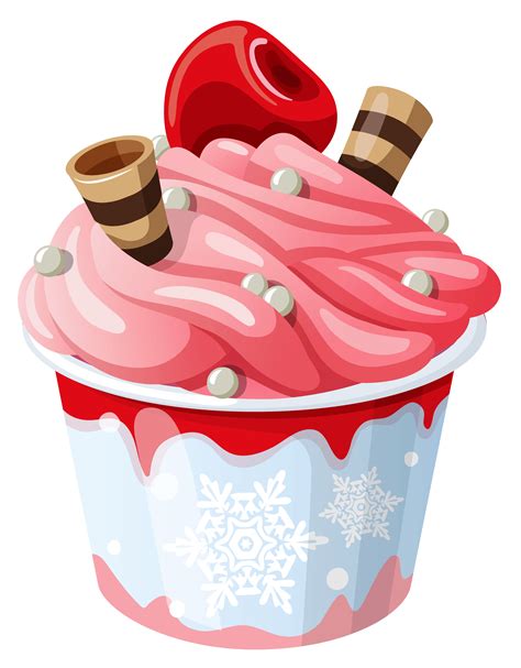 A Cupcake With Pink Frosting And Sprinkles On A Transparent Background